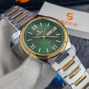 Premium Sober Exclusive Mens Watch - Golden Green