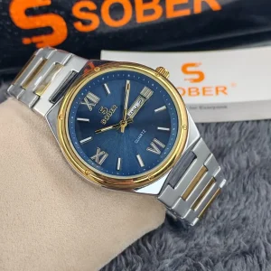 Premium Sober Exclusive Mens Watch - Silver Golden Blue