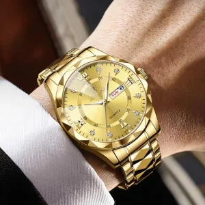 BINBOND Diamond Cut Mens Watch - Full Golden