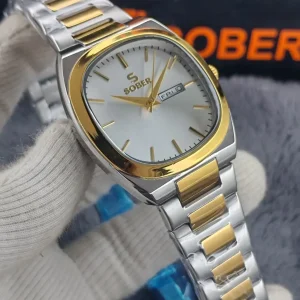 Premium Sober Exclusive Gents Watch - Golden Silver
