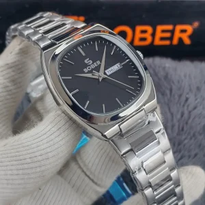 Premium Sober Exclusive Gents Watch - Silver Black