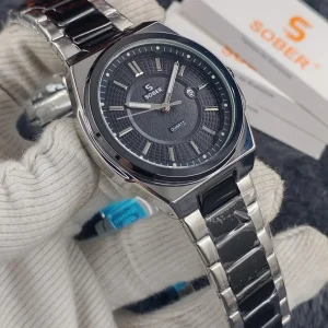 SOBER Premium Quality Luxury Gents Watch - Silver Black