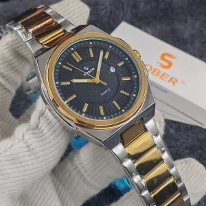 SOBER Premium Quality Luxury Gents Watch - Golden Black